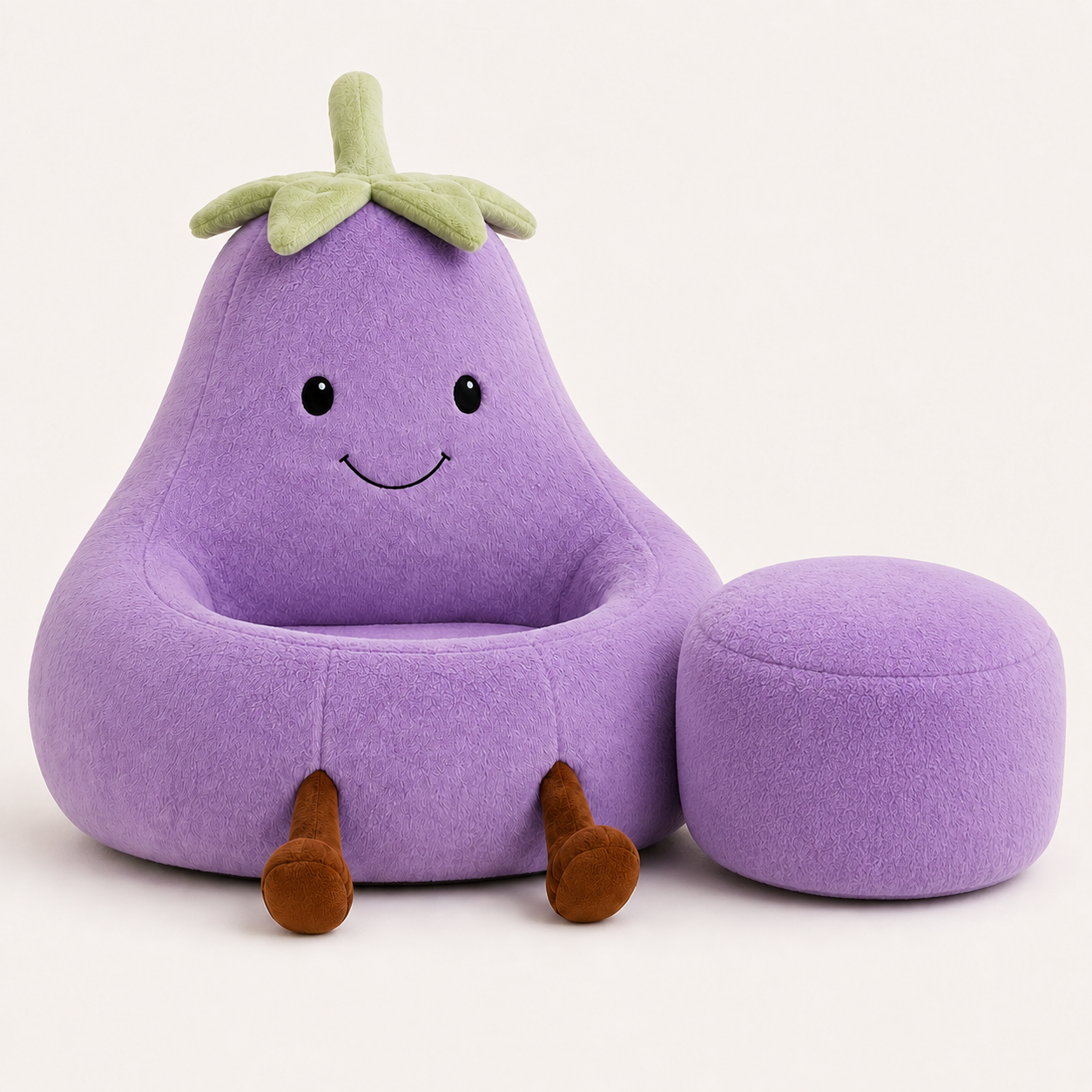 Aubie the Eggplant Nook with matching ottoman